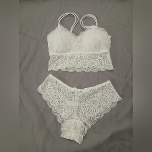 Chic White Lace Bralette and Panty Set